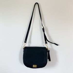 Brahmin black leather saddle bag